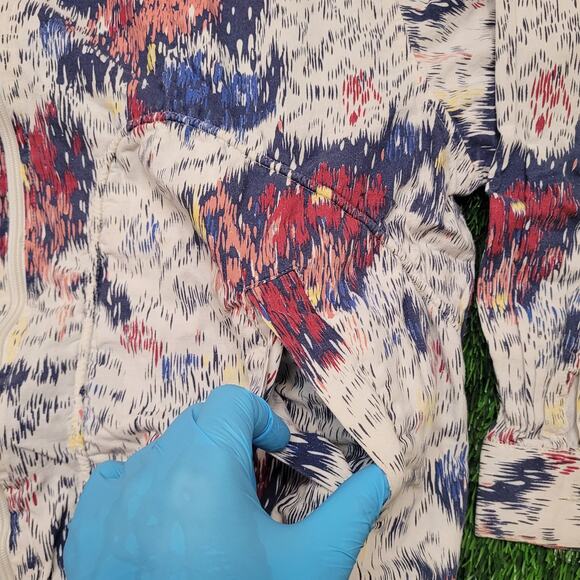 VTG 90s All Over Print Bomber Jacket Mens L Boxy Cropped Fit Art to Wear - Picture 4 of 6